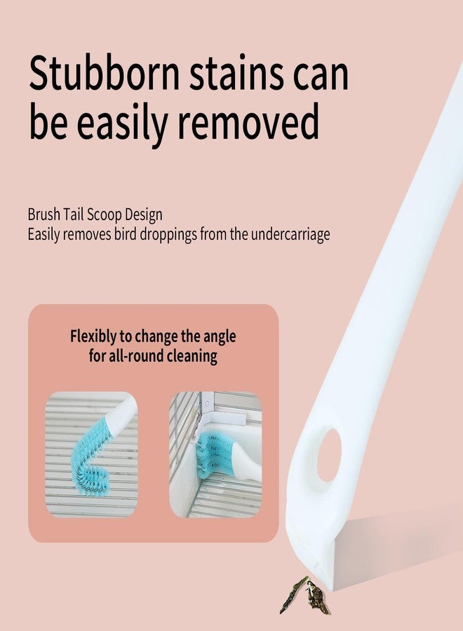 YOOSO WING Stainless Steel Bird Cage Cleaner with Long Handle - Dual Head Brush & Scraper for Parrot Cages, Perch Cleaning Tool-Durable Cage Cleaning Tool & Accessory (1, Blue) - Image 4